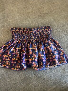 Girls Navy Floral Smocked Skirted Shorts - ACCEPTING OFFERS